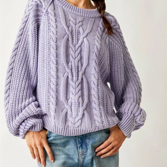 Free People Sweaters - Free People Lavender Cable Knit Sweater NWT